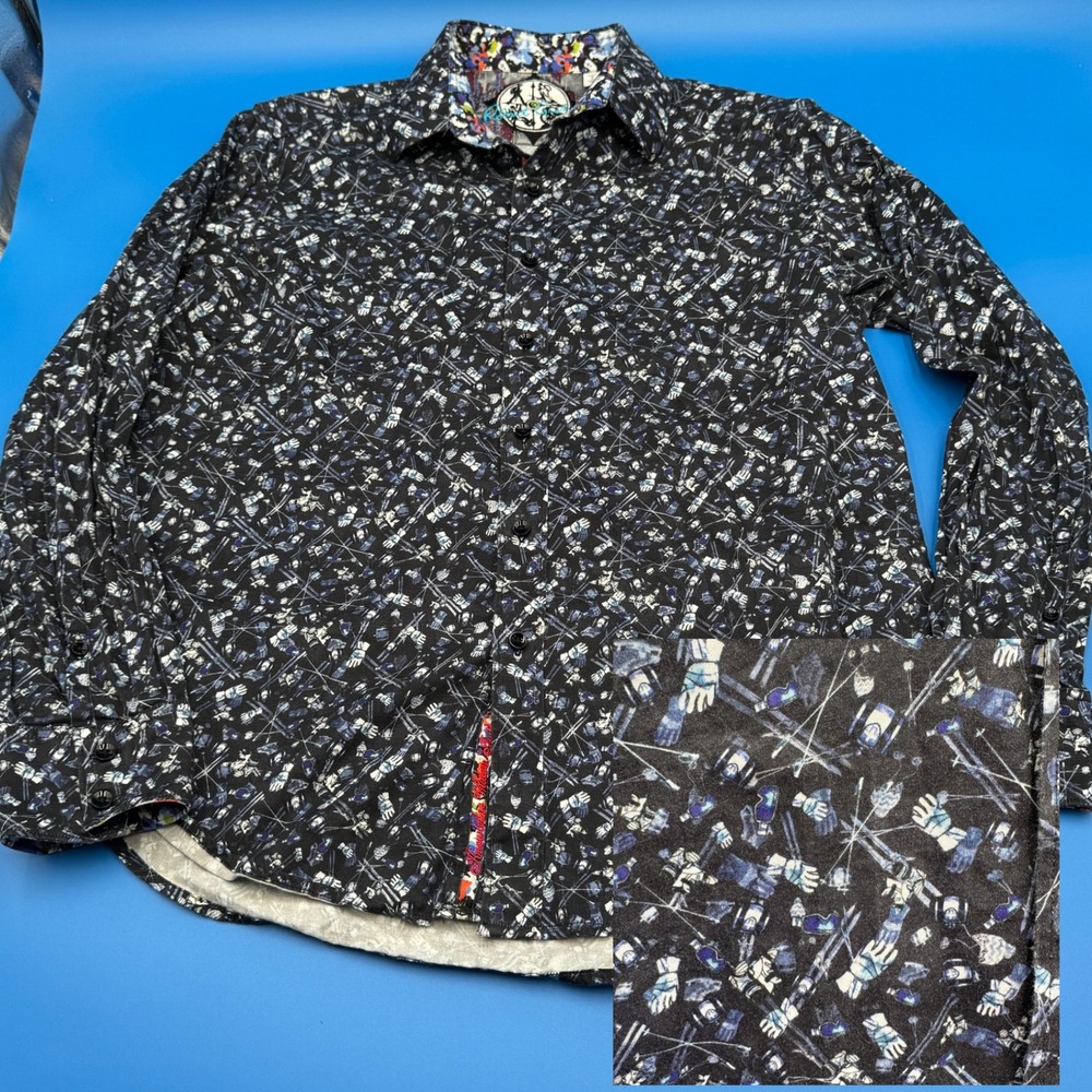 Robert Graham Mens‎ Classic Fit Long Sleeve Button Down Size L All Over Print